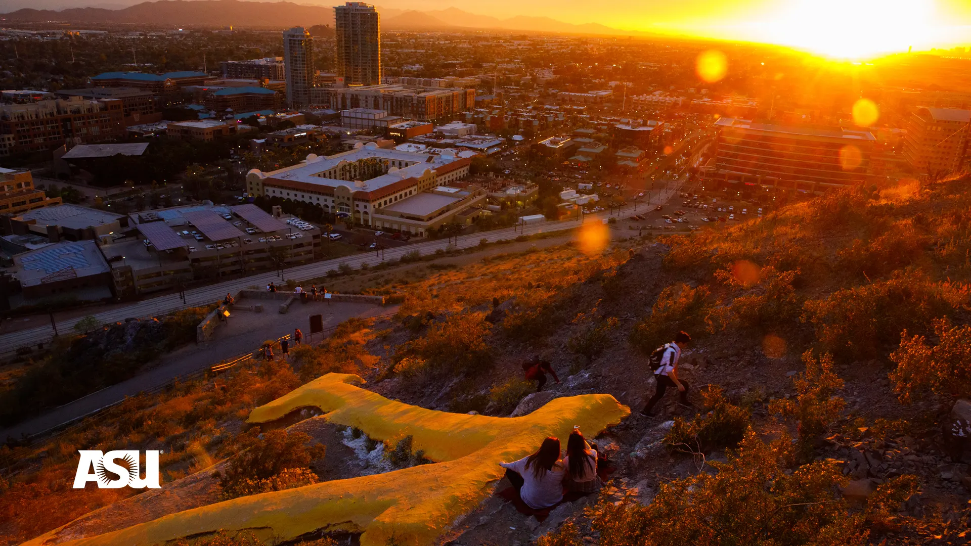 Sunset over the Arizona State University campus and “A” Mountain.